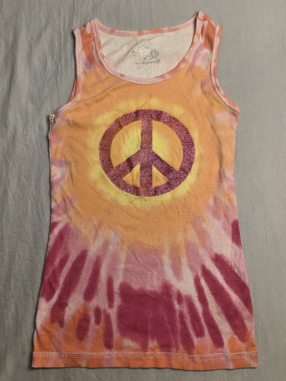 Tie Dye Peace Sign Ribbed Tank